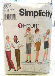 8801 Simplicity 1 HR WOVEN OR KNIT STRAIGHT SKIRT 5 LENGTHS PATTERN 16-24 UNCUT
